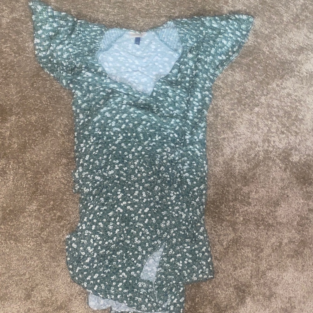 Elegant Green Floral Midi Dress